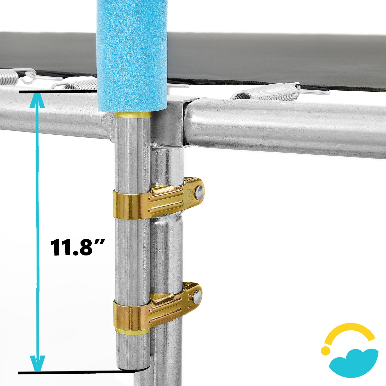 Base of the Enclosure Poles need to be 11.8" in height in order to get proper dimensions for attaching to the trampoline.