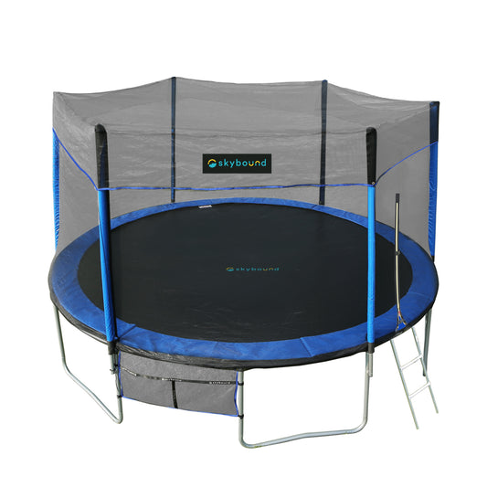 skybound blue 14ft trampoline with enclosure net