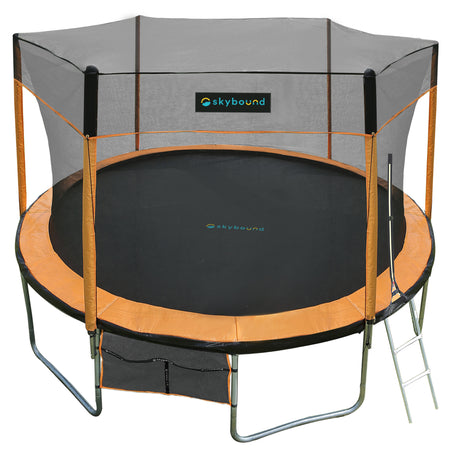 skybound orange 15ft trampoline with enclosure net