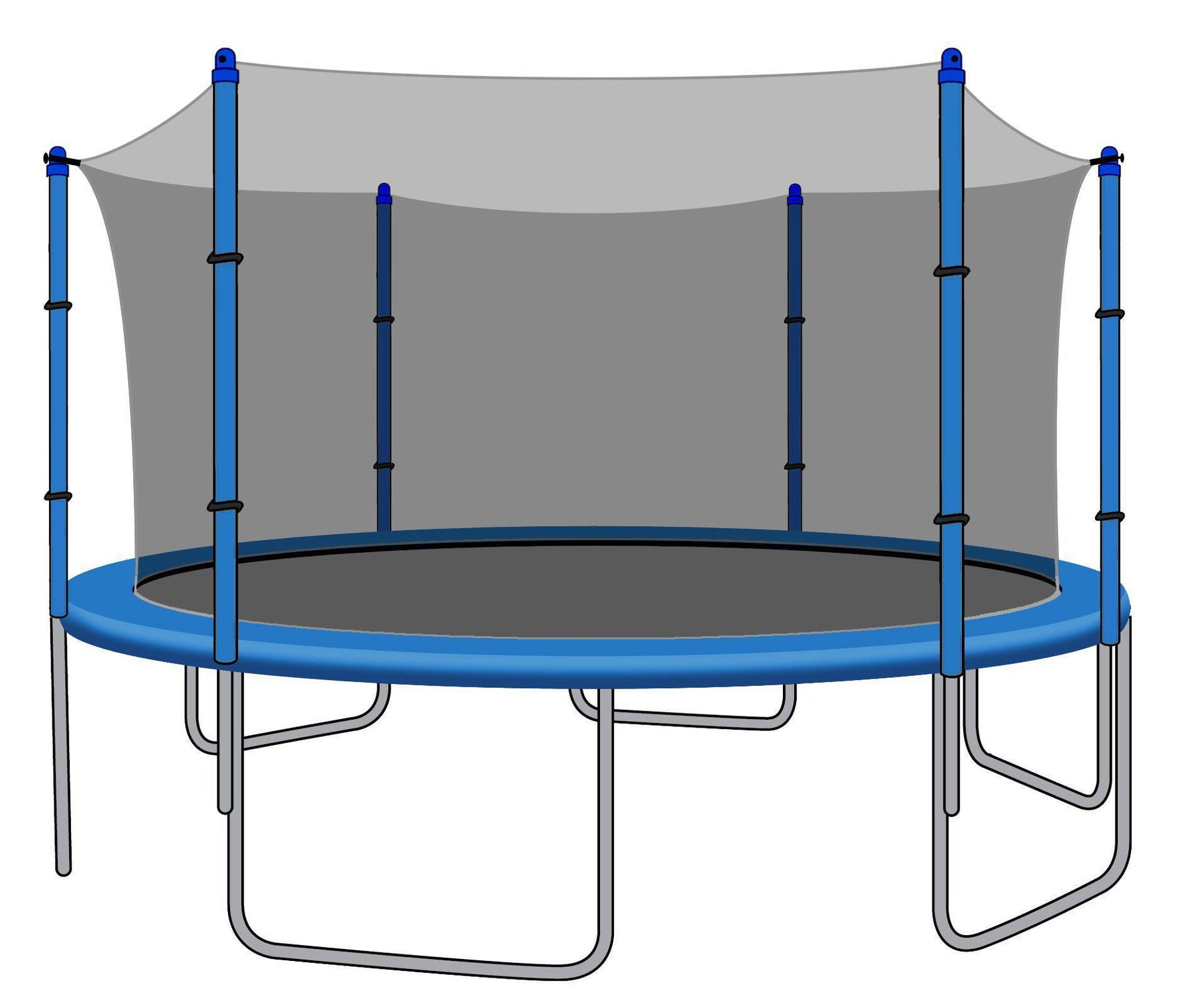 Enclosure Net for 12 ft Trampoline with Bolted Caps and 6 Straight Poles.