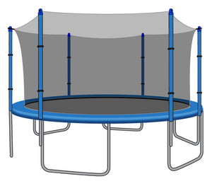 Enclosure Net for 12 ft Trampoline with Bolted Caps and 6 Straight Poles.  