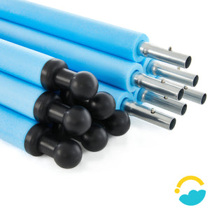 SkyBound Universal Replacement Enclosure Poles and Hardware - Complete Set of 6 Poles - Net not Included - Blue.