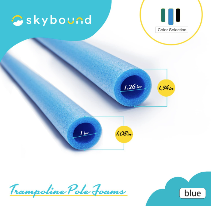 SkyBound Replacement Trampoline Enclosure Foam - Trampolines Poles Cover - Protective Poles Cover Tube Set for Safety Protection - Set of 12 - Blue - SkyBound USA