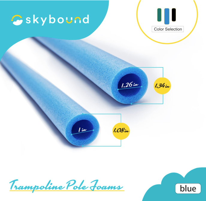 SkyBound Replacement Trampoline Enclosure Foam - Trampolines Poles Cover - Protective Poles Cover Tube Set for Safety Protection - Set of 12 - Blue
