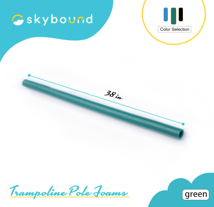 SkyBound Replacement Trampoline Enclosure Foam - Trampolines Poles Cover - Protective Poles Cover Tube Set for Safety Protection - Set of 12 - Green - SkyBound USA