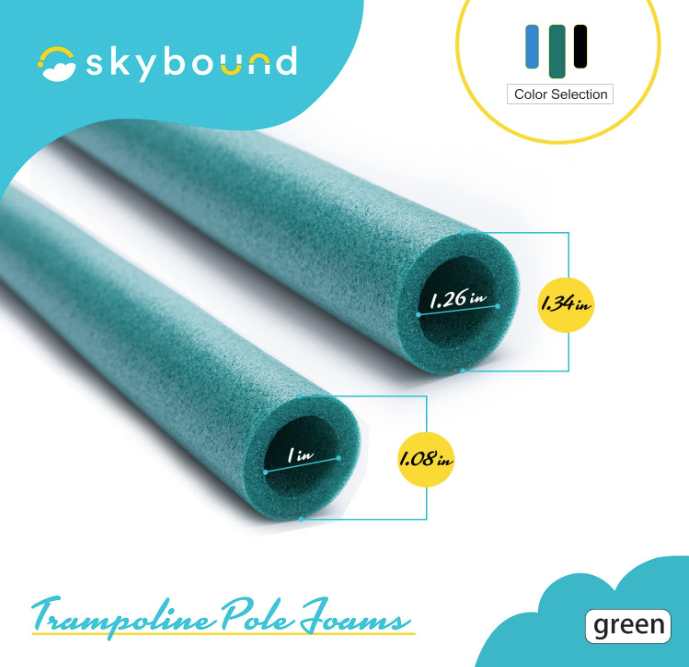 SkyBound Replacement Trampoline Enclosure Foam - Trampolines Poles Cover - Protective Poles Cover Tube Set for Safety Protection - Set of 12 - Green - SkyBound USA