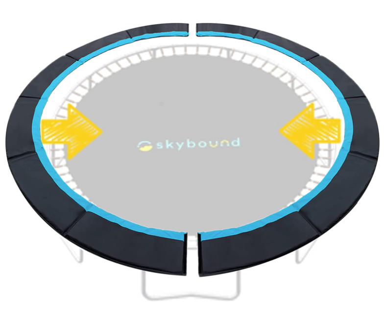 SkyBound Universal Replacement Trampoline Safety Pad - Extra Thick Foam Pad, Comfortable, Long Lasting, and Water-Resistant - Black/Blue Color - 12ft