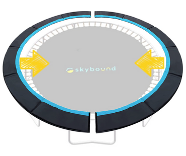 SkyBound Universal Replacement Trampoline Safety Pad - Extra Thick Foam Pad, Comfortable, Long Lasting, and Water-Resistant - Black/Blue Color - 15ft