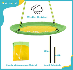 SkyBound 39 Inch Tree Swing Saucer Swing - 700LB Weight Capacity - Green/Yellow