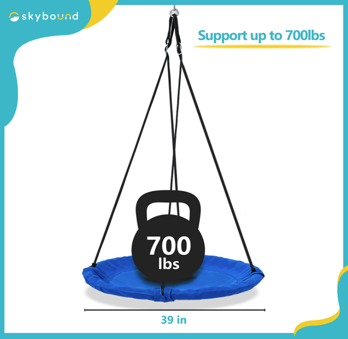 SkyBound 39 Inch Tree Swing Saucer Swing - 700LB Weight Capacity - Blue/Blue